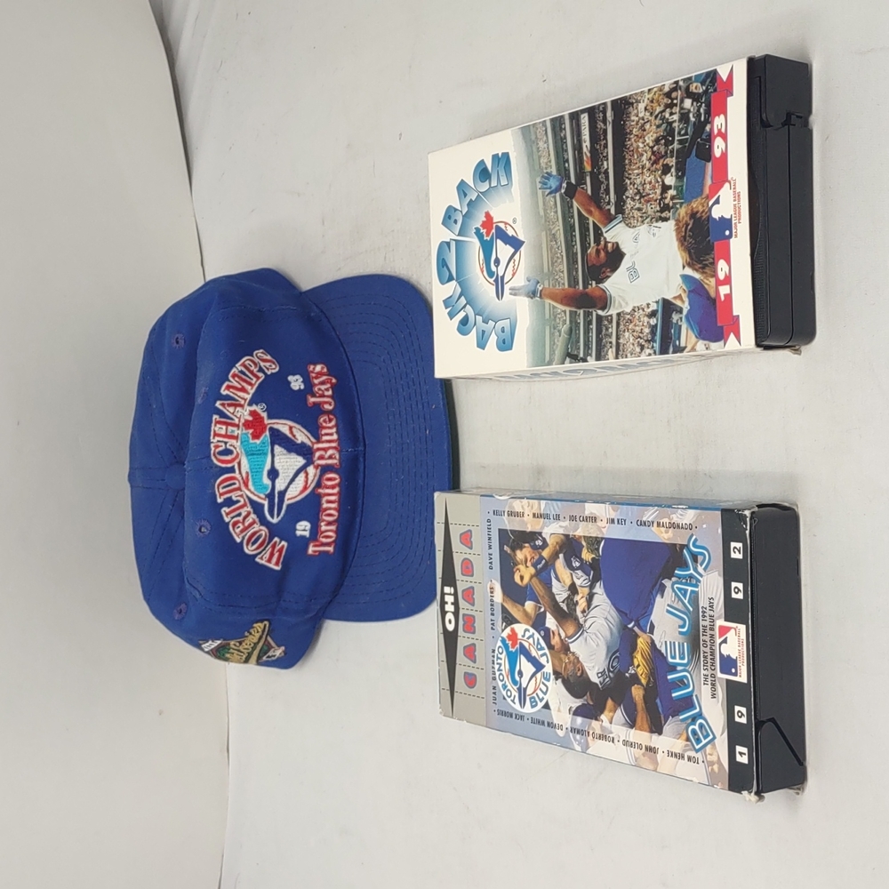 Toronto blue Jays Hat and VHS memorabilia